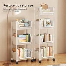 Multi-Layer Storage Rack Multi-Layer SPA Storage Cart - PABA, Non-Electric, Mobile Storage Rack With Wheels, 3/5 Layers, Suitable For Living Room, Bedroom Dormitory Book Storage Rack, Bedside Cart, Utility Cart, Book Cart, Roller Cart, Baby Stroller Storage Box, Kitchen Storage Box, Diaper Cart, Bathroom Storage Box - 白色-3層 - 查看 3