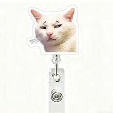 1pc Acrylic Cat Retractable Rotating Badge Reel, Nurse/Doctor ID Card Holder Keychain