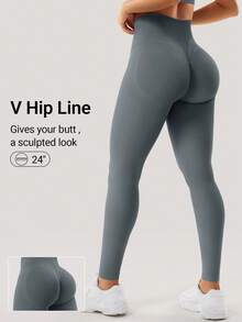 VOYJOY Sport Leggings Damen Nahtlose Invisible Scrunch Butt Leggings Blickdicht Boom Booty Leggings Damen High Waist Po Push Up Gym Yoga Leggings  Black Leggings  Summer Clothes For Women - 暴風灰 - 查看 6