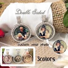 Photo Bouquet Charm For Bride-Two Sided-Custom Photo Memorial Bouquet Charm-Wedding Remembrance Gift-Attach To Bouquet-Loss Of Loved One - Multicolor - View 1