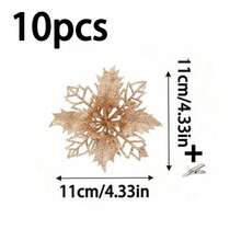 2pcs/6pcs/10pcs Glitter Christmas Poinsettia Flowers, Multi-Color Artificial Poinsettias With Clips, Hollow Glittery Poinsettia Flowers, Christmas Decorations, Holiday Accessories, Christmas Tree, Wreaths, Glitter Poinsettia Ornaments, Holiday Decor DIY Wreaths, Party Decorations,Christmas - Champagne - View 11