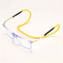 TR90 Magnetic Neck Hanging Reading Glasses, +100 To +400 Magnification, Magnetic Closure - Lightweight Foldable Glasses For Computer, Phone, Books - Compatible With Reading Glasses Or Contact Lenses - Suitable For Elderly And Professionals (Blue Frame/Clear Lens) - Professional Medical Grade Optical Glasses - 藍色 - 查看 5