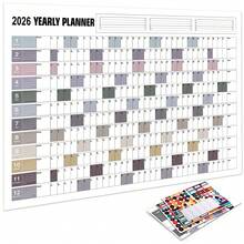 2026 Wall Calendar Planner - Full Year View Calendar 2026, 29.2 X 20.7 Inch/74.2 X52.5cm (Open), Year Wall Planner 2026 With 4 Sheets Of Stickers And 1 Sheet Of Double-Sided Round Stick