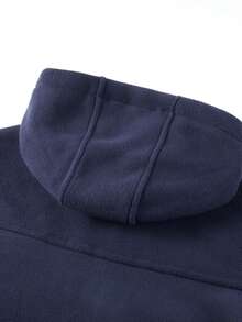 sweat-shirt à capuche unicolore chaud pour hommes, cardigan imprimé chaud, style automne/hiver, veste polaire à capuche pour hommes, veste de sport - Bleu marine - Voir 8