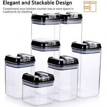 Food Storage Containers, 7  Plastic Cereal Storage Containers, Stackable Dry Food Storage Containers For Kitchen Pantry Organization - Multicolor - View 4
