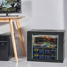 9U Wall Mount Network Server Cabinet, 39.37 Cm Deep, Server Rack Cabinet Enclosure, 90.7 Kg Max. Ground-Mounted Load Capacity, With Locking Glass Door Side Panels, For IT Equipment, A Or V Devices - Black - View 9