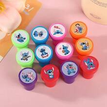 Stitch Theme Plastic Reward Sticker Set, Assorted Colors DIY Craft Kit, Suitable For Scrapbooking, Birthday & Holiday Party Favors School Supplies, Back To School