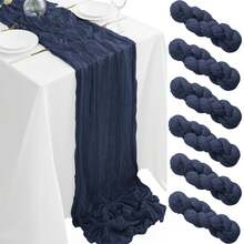 6/12Pack Navy Blue Cheesecloth Table Runner 17x108Inch Spring Easter Cheese Cloth Table Runner 9FT Boho Gauze Table Runners Rustic Sheer Table Runners For Wedding Bridal Party Decor - Màu xanh hải quân - Xem 1