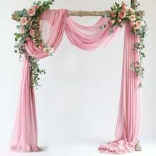 1pc Pink Sheer Backdrop 27*236 Inches, Wedding Arch Decor, Suitable For Engagement, Ceremony, Birthday Party, Bridal Shower, Outdoor Background, Party Decoration - Multicolor - View 15