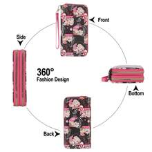 Women's Wristlet Zip-Around Wallet – 3-Layer Double Zipper Clutch With Removable Strap, Cartoon Print Organizer, Large Capacity, Travel-Friendly Purse For Cards, Cash, Phone - 經典卡通 - 查看 5