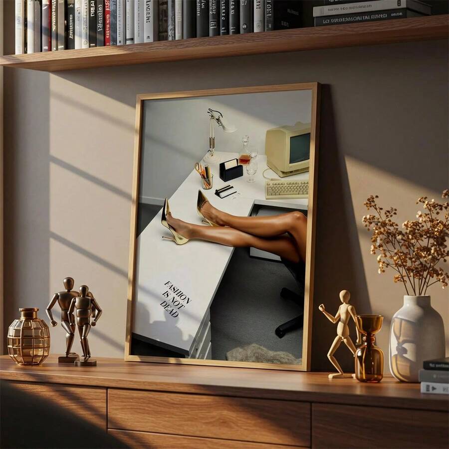 1pc Unframed Luxury Fashion Poster High Heels And Haute Couture, Glamour Of Vintage Luxury Office, Fashionista Decor, Workspace Poster, Luxury Wall Art