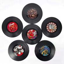 6 buc suporturi de pahare retro din vinil - suporturi antiderapante rezistente la căldură, potrivite pentru decorul bucătăriei și sufrageriei, cel mai bun cadou pentru ziua de naștere și absolvire - Multicolor - Vizualizare 5