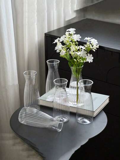 1/2/5/8/ Plastic Gestreepte Vases, Transparent Flower Vases Bloemen Arrangement Crafts Various Bouquets ation, Displays, Festivals Home Applicable Tabletop, Wedding, Dinner Room Glass Vase