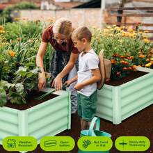 CuteHairy Metal Raised Garden Bed Galvanized Planter Box Outdoor Bottomless For Vegetables - Olive Green - View 5