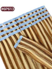 10-24英寸钢琴色真人发接发，柔顺直发，无缝隐形发片，20片/套 - S6/613 - 查看 16