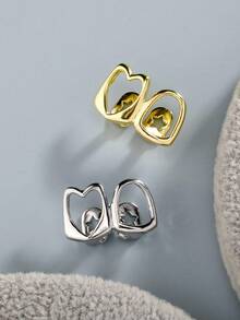 3Pcs 14k Copper Hollow Heart Cutout Clip-On Tooth Jewelry, Y2K Grillz Valentines Halloween Decor Grills For Teeth Women - Multicolor - View 3
