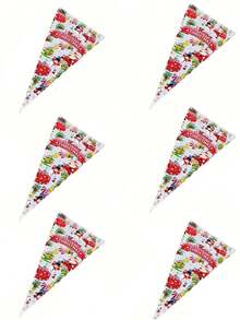 20 piezas Bolsas de cono de caramelo navideño, bolsas de regalo con elementos navideños, adecuadas para bolsas de regalo festivas, embalaje de caramelos triangulares, caramelos, galletas, alimentos navideños, suministros de embalaje de regalos de oficina, decoración del ambiente navideño