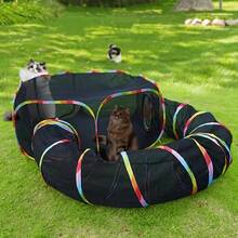 Outdoor Cat Cage & Cat Tunnel,Cat Playground Portable Mesh Tent, Outside Circle Playpen Tunnel For Kitty, Rabbit, Puppy And Small Animals - Black - View 9