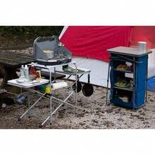 Camping Kitchen Cooking Station With Three Tabletops For Indoor And Outdoor Use - bạc trắng - Xem 3