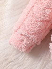 Setelan Baju Hoodie Plush untuk Anak Perempuan dan Legging Polos Kasual, Pakaian Sehari-hari untuk Musim Dingin - Berwarna merah muda - View 5