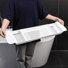 Multi-Function Retractable Bathtub Storage Rack Bath Tray Shelf Tub  Towel Storage Shelf Kitchen Sink Drain Holder - Multicolor - View 7