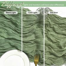 6/12 Pack Sage Green Cheesecloth Table Runner 17 X 108 Inch Gauze Table Runner Fabric Semi Sheer Cheese Cloth Table Decoration Bulk For Rustic Romantic Wedding Shower Table Decoration - Green - View 4