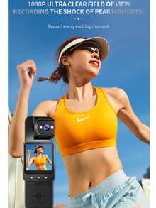 1080P HD Video Wearable Sports Camera, Built-In Flash, One-Touch Recording, USB Dual Charging, Long-Lasting Lithium-Polymer Battery, Compact Clip Design, Suitable For Cycling, Vlogging, Monitoring, Travel & Compatible With Smartphones/Tablets (1000 MAh) - Black - View 4