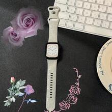 Floral Engraved Bands Compatible With Apple Watch Bands For Women & Men, Soft Silicone Cute Flower Pattern Sport Strap For Apple Watch Series 1-10, Ultra, SE