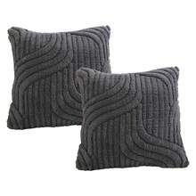 2er-Set Kunstfell Creme Weiß Kissenbezüge 45x45cm, weiches Karomuster dekorativer Boho Kissenbezug für Sofa, Couch, Bett, Wohnzimmer, Landhausstil, moderner Akzent - Schwarz - Übersicht 11