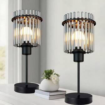 Modern Touch Dimming LED Table Lamp, Toggle Between Cold/Warm/Neutral Light Three Color Temperature, Glass Rods Lampshade Desk Lamp, Metal Structure, USB Charging/Suitable For Bedroom/Living Room/Study Environment Light/Holiday Dining Table Lighting Decoration