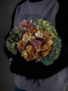 1 pezzo Fiore artificiale di ortensia vintage, decorazione per il soggiorno, composizione floreale di ortensia vintage, fiore di seta, decorazione per la casa, accessorio per la fotografia - Multicolore - Visualizzare 4
