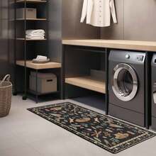 1pc Fashion Simple Bohemia Print Area Rugs For Living Room, Machine Washable Indoor Rugs, Non-Slip Low Pile Flannel Decorative Rugs With Black Binding Rug, Suitable For Dining Room Bedroom Home Office Laundry Kitchen(31*20in/16*48in/18*60in/84*60in) - 黑色 - 查看 6