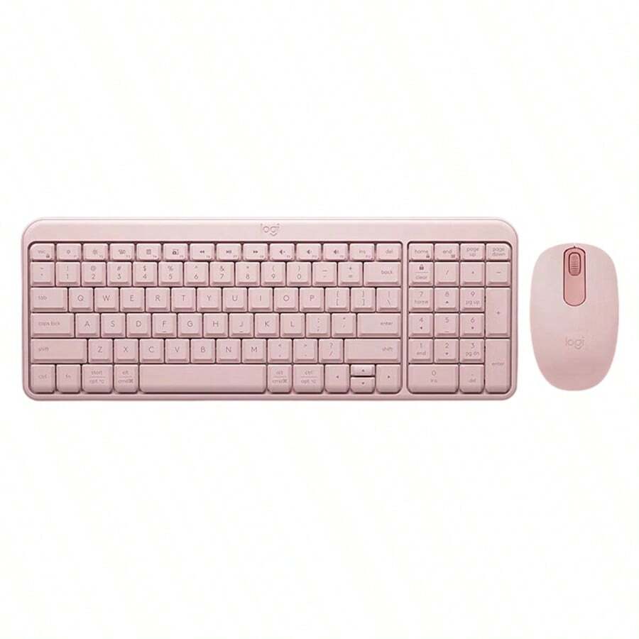 Logitech MK251 Keyboard And Mouse Set, Bluetooth Wireless Keyboard, Office Keyboard For Laptops, Phones, Macs, Tablets, And IPads, Compact Design With Stand (K251+M196), Pink - Pink - View 1