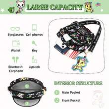 Tokidoki Official Crossbody Bag With Unicorno Keychain, Cartoon Adjustable Shoulder Strap Shoulder Bag Handbag Phone Purse Wallet For Women Girls - màu đen - Xem 4