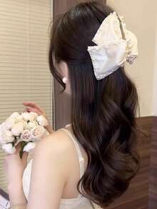 1pc Faux Pearl Decor Satin Triangle Hair Claw Clip, Elegant Hair Claw For Bun, Ponytail, Casual, Party, Commute, Vacation, Suitable For Daily Use, Washing Face, Bathing, Makeup, Outfit Matching Fall Winter Hair Clip Hair Accessories For Women Fashion Hair Clutch