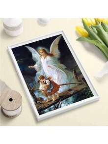 1pc 5D DIY Diamond Painting Kit, Religious Angel Holy Pattern, Round Full Drill Mosaic Craft Set, High Definition Art Diamond Painting, Focus And Relax Through DIY, Suitable For Living Room, Bedroom, Office Wall Decor, Surprise Holiday Home Decor Gift For Family And Friends, Unframed - Multicolor - View 13