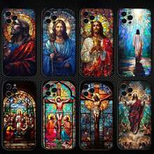 Funda de Teléfono de Cristal de Iglesia Clásica de Jesús Cristo compatible con  16,15,14,13,12,11 Plus, Pro Max, funda de silicona suave negra, funda compatible con  17, funda de  17 Pro, funda de  17 Pro Max - z4 - Ver 3
