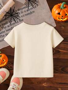 Playera infantil Halloween con estampado de fantasma, animalitos, calabaza - Albaricoque - Ver 3
