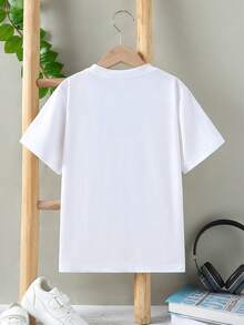 Lacrosse Ice Cream Drip Lax Boys & Girls Short Sleeve T-Shirt - 180g/㎡ Breathable Cotton, Geometric Pattern, Regular Fit Casual Top For Youth Players, All-Season Comfort, Sports Fan Apparel, Playful Graphic Tee, Comfortable Sports Shirt - 白色 - 查看 2