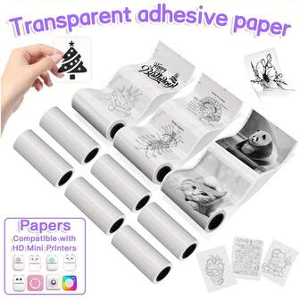 2/4 Rolls Transparent Self-Adhesive Thermal Paper, Suitable For Mini Portable Printer Glossy Thermal Printing Paper, 57mm X 2.5m, Thermal Labels, Fit For Most Pocket Printers