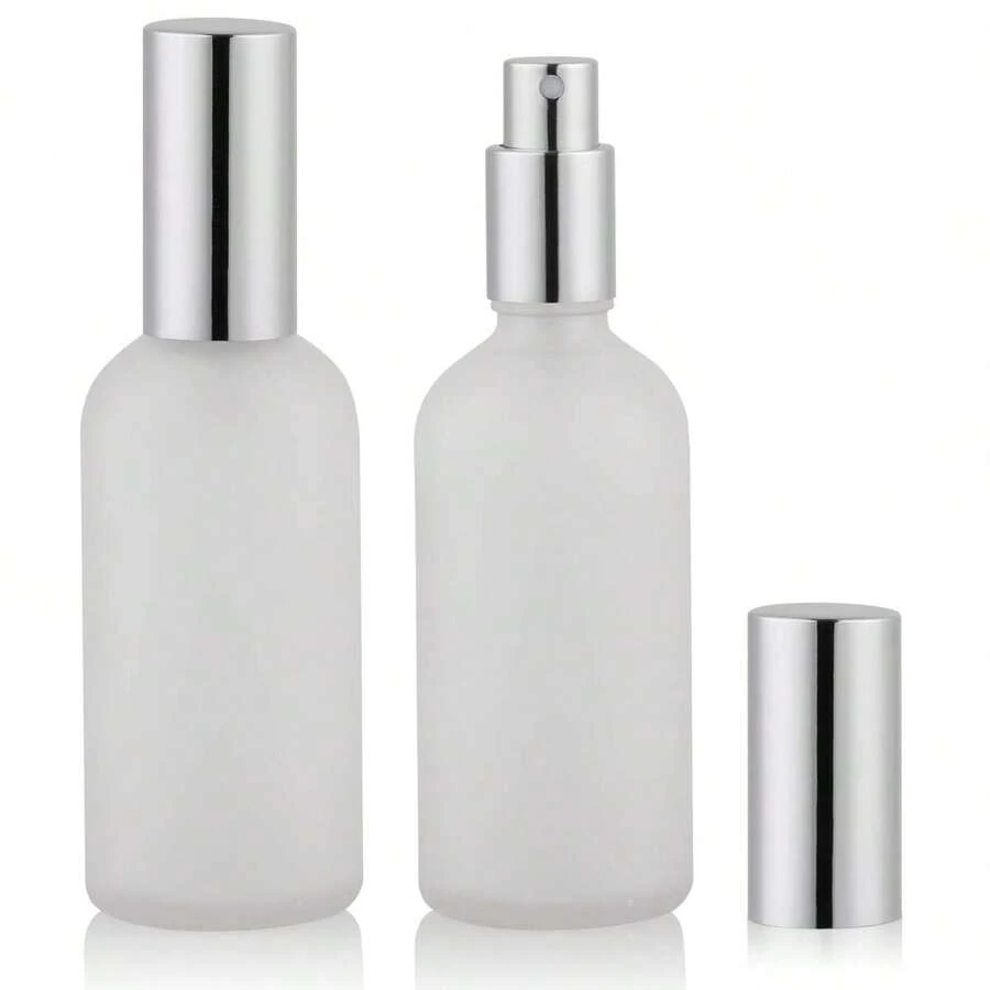 2 Pieces 100 Ml Frosted Glass Empty Spray Bottle, Perfume Atomizer - Silver - View 1