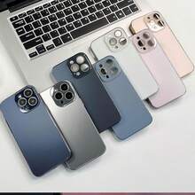 Electroplated Matte Acrylic Tempered Glass For IPhone Protective Case For 16 15 14 13 12 /Pro/Max, 2025 New Ultra-Thin Frosted Original Color Acrylic Phone Cover - 藍色 - 查看 3