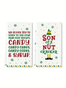 2/4pcs Ultra-Soft Polyester Christmas Kitchen Towels 15.7x23.6inch Absorbent Festive Christmas Kitchen Towels - Polyester, Cartoon Elf Design, Perfect For Holiday Decor & Gifts