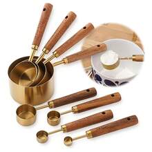 4/8pcs Premium Stainless Steel Measuring Cups And Spoons Set - Gold Stainless Steel Measuring Cups With Wooden Handles, Metal Measuring Spoons, 8pcs Essential Kitchen Tools For Baking, Cooking And Coffee Making, Ergonomic Design For Comfortable Grip, Clear Markings - Gold - View 13