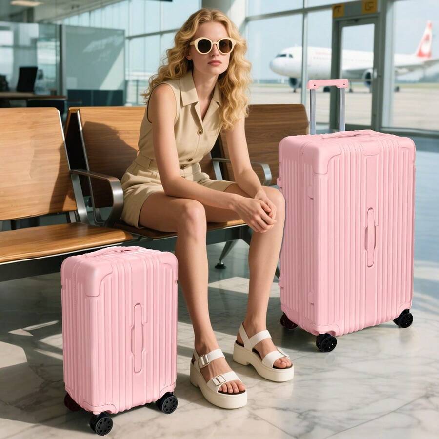 Luggage Travel Suitcase, 2-Piece Luggage Set , Carry On Luggage PC+ABS Suitcases With Double Spinner Wheels Airline Approved Luggage With TSA Lock,Vacation,Party-Pink - 粉色 - 查看 1