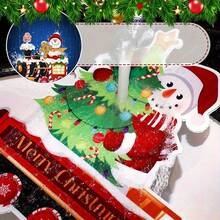 2D Flat, 4pcs Outdoor Garden Train Christmas Decorations With Snowman Figures & Festive Wagon - Plastic Lawn Signs, No Electricity Needed, Easy Ground Installation For Holiday Yard Decor, Christmas Stocking Stuffers, Vibrant Winter Scene, Weatherresistant Figures, Lightweight Decor, Seasonal Decor Buyers