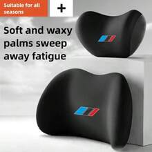 Sports Style Car Seat Headrest & Lumbar Pillow, Polyester Fabric Neck Support Breathable Comfortable Relaxation, Suitable For Office Chair, Fits German, French, Italian, Japanese, Korean, American Car Models