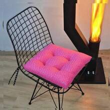 MADE IN TURKEY – Padded Chair Cushion 40x40 Cm – Soft And Durable Seat Pad With Ties – 100% Polyester – Dining, Office And Outdoor Use - Pink - View 2