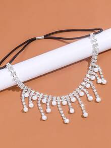 1pc Adjustable Pearl Tassel Leg Chain, Fashionable Sexy Multi-Row Crystal Body Jewelry Accessory For Women - Multicolor - View 8