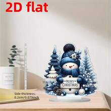 1 pièce, Décoration de bureau en acrylique imprimée en 2D avec bonhomme de neige, parfait pour l'affichage dans les salons familiaux, les chambres, les bureaux et les cafés. Cadeau idéal pour la famille et les amis. Accessoires de décoration de table de fête saisonnière, style bohème